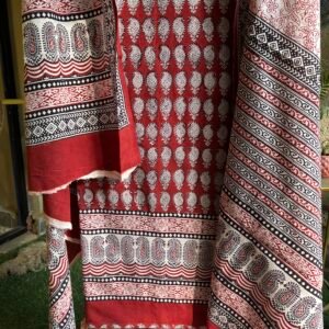 Red Paisley Hand Block Printed Cotton Fabric Ipitara product buy online madhyapradesh bhopal india