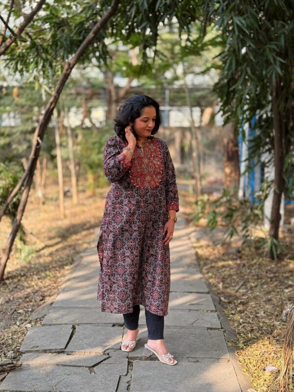 Regal Rust Handblock Kurti ipitara product buy online Bhopal Madhya Pradesh India