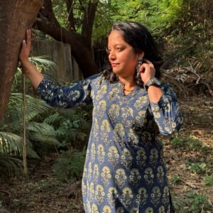 Arctic Bliss Ajrakh Kurti