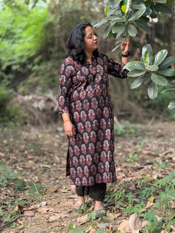Midnight Luxe Ajrakh Kurti - Image 3