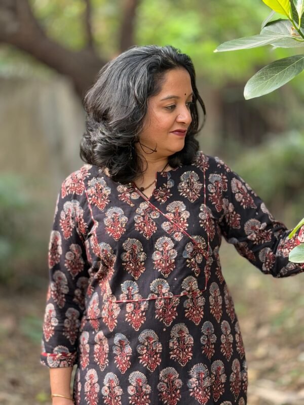 Midnight Luxe Ajrakh Kurti - Image 4
