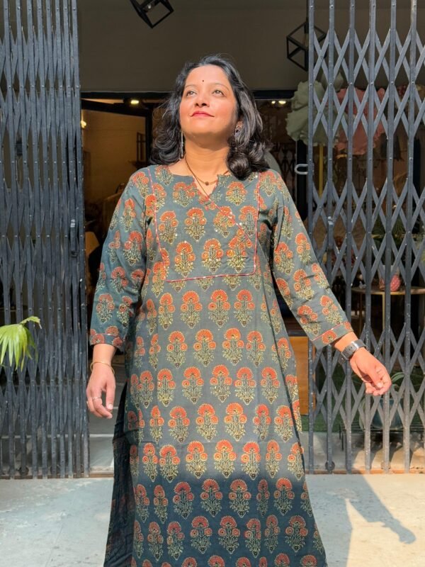 Moss Luxe Ajrakh Kurti - Image 2