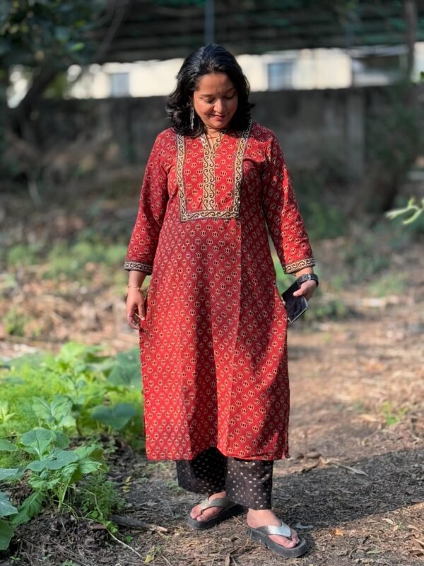 Scarlet Dusk Ajrakh Kurti