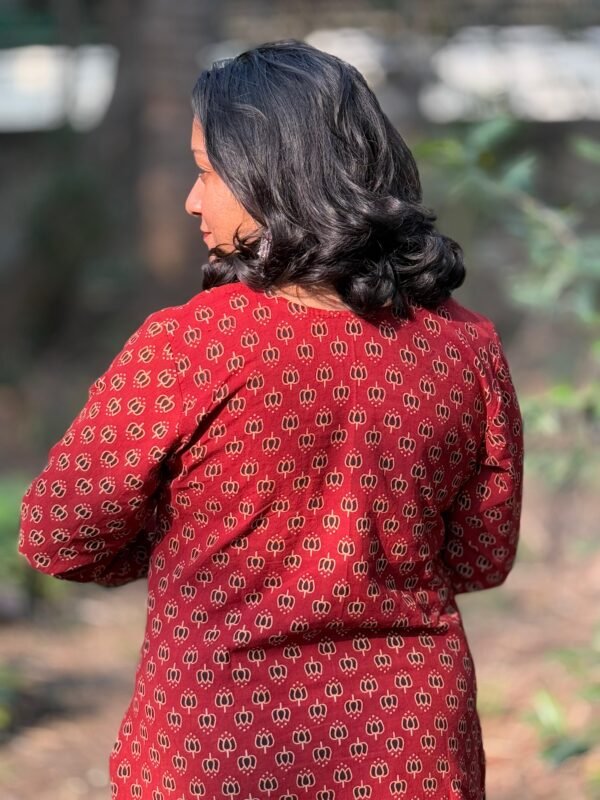 Scarlet Dusk Ajrakh Kurti - Image 5