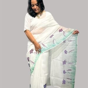 Moonstone White Soft Organza Saree